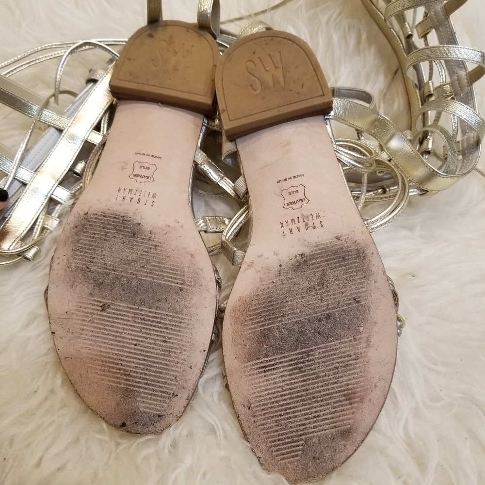 Stuart Weitzman Strappy Gladiator Sandalsgold - image 3